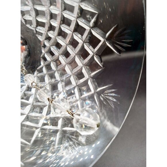 Bell Glass Diamond Cut Pattern Vintage 6 Inch Musical Decor Acrylic Bead Stone - Picture 11 of 16